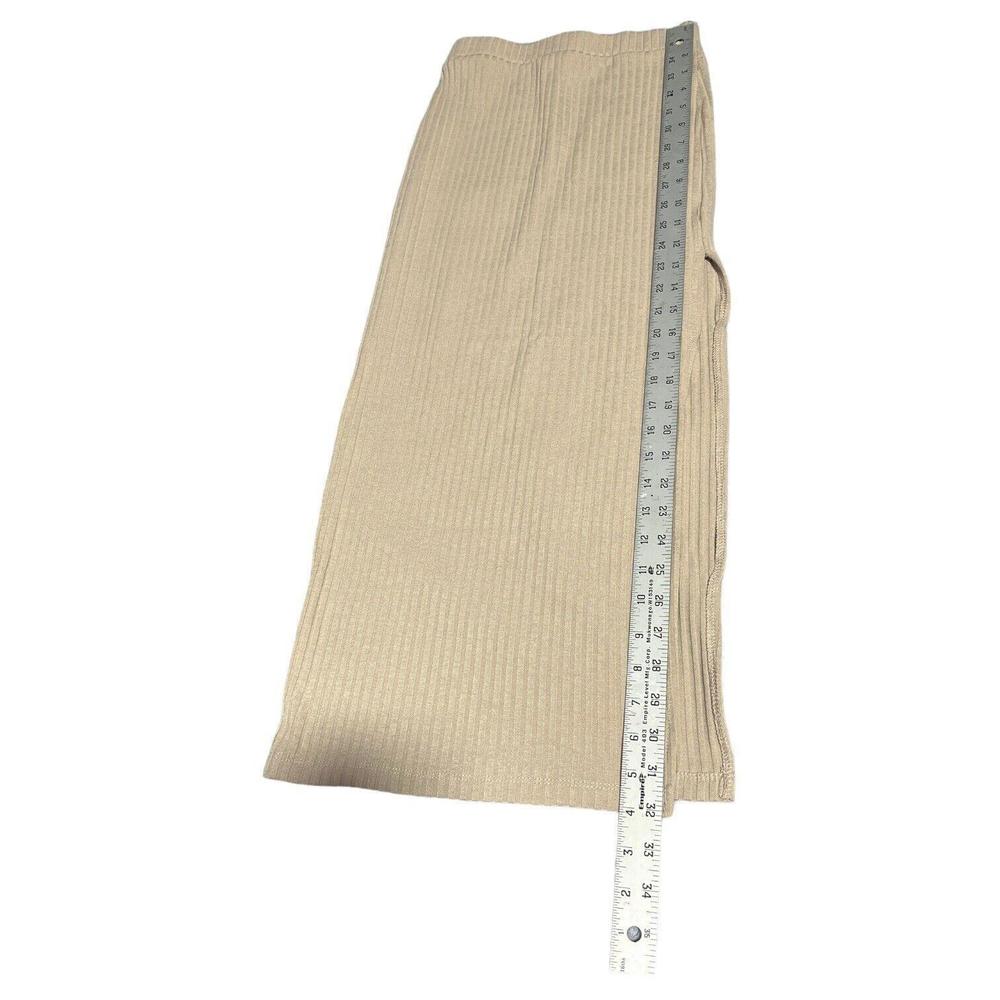 Princess Polly Womens Ribbed Knit Fitted Ellie Midi Skirt Slit Size 0 Beige - Picture 3 of 6